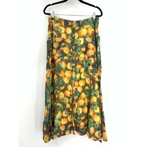 Anthropologie Orange and Brown Midi Skirt A-line Casual